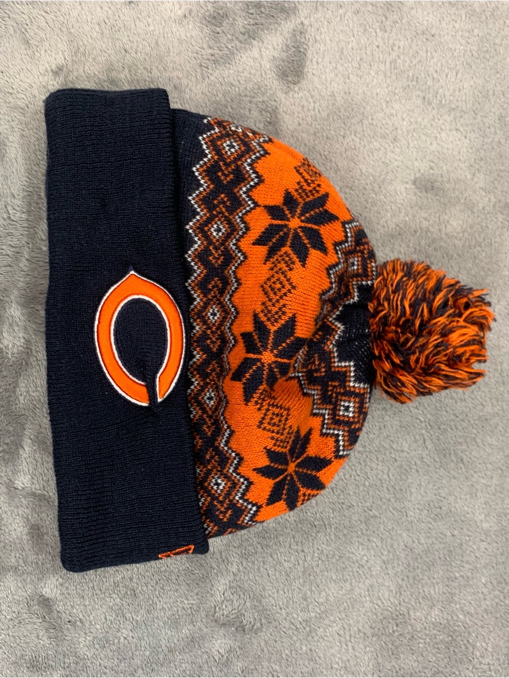 Newera Unisex Orange & Navy Pom Beanie One Size